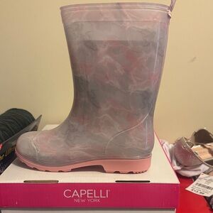 Capelli of New York Kids Marble Pink Rain Boots (Brand New)